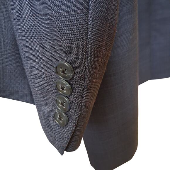 Hart Schaffner Marx Men Wool Plaid Sport Coat Blazer 2 Button Jacket Blue SZ-48L - Picture 6 of 9